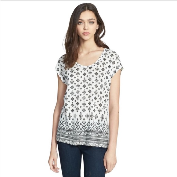 Joie Nasa Linen Short Sleeve Tee Shirt Black White - Picture 2 of 13